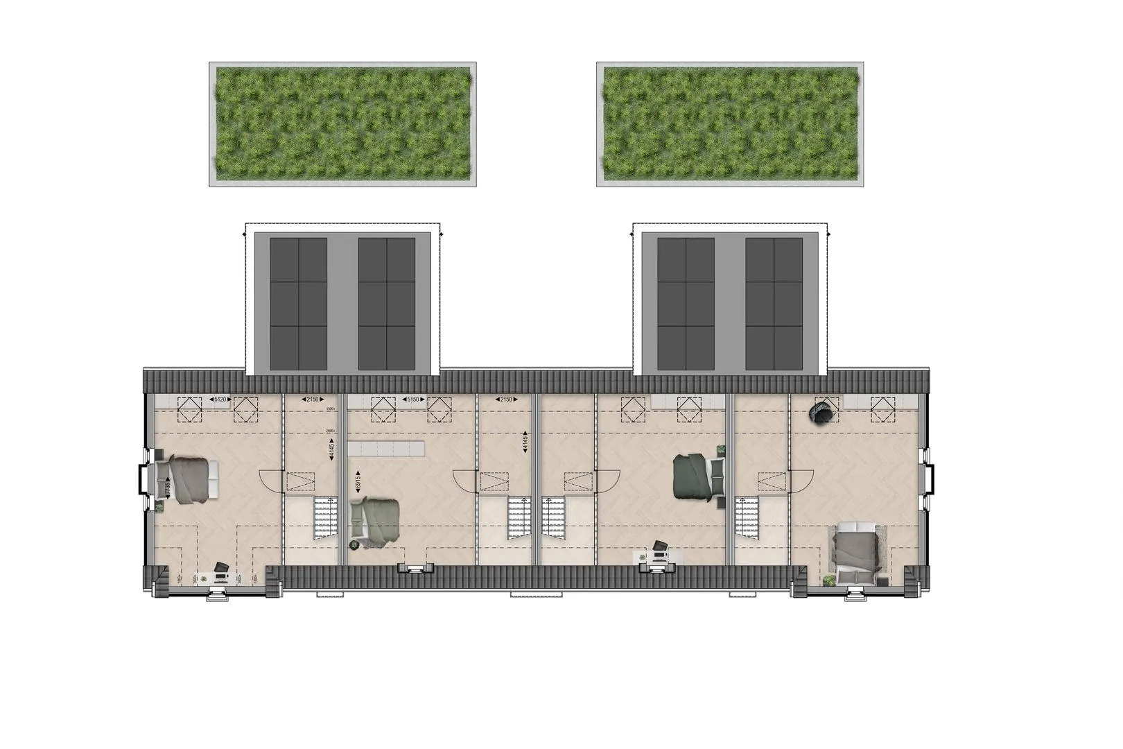 Plattegrond rijwoning basis verdieping